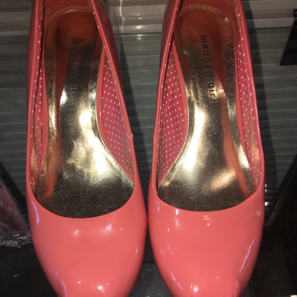 Steve Madden Shoes Madden Girl Getta Shiny Coral Pump 3 Heel Sz75